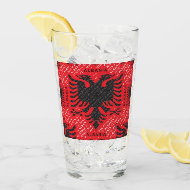 Albanian flag pattern 2 glass (Front Ice)