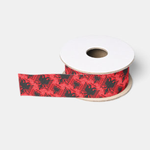 Albanian flag pattern 2 grosgrain ribbon