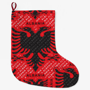 Albanian flag pattern 2 large christmas stocking