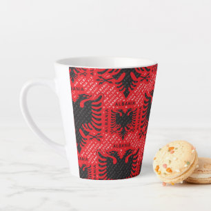 Albanian flag pattern 2 latte mug