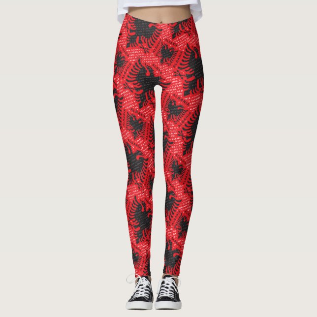 Albanian flag pattern 2 leggings (Front)