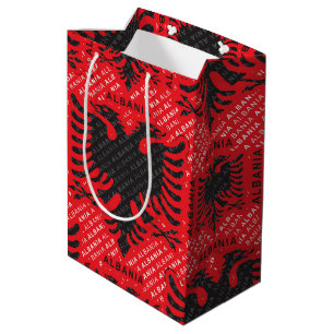 Albanian flag pattern 2 medium gift bag