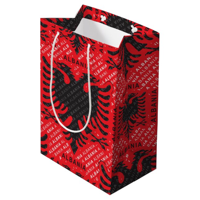 Albanian flag pattern 2 medium gift bag (Back Angled)
