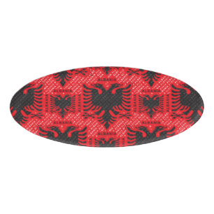 Albanian flag pattern 2 name tag