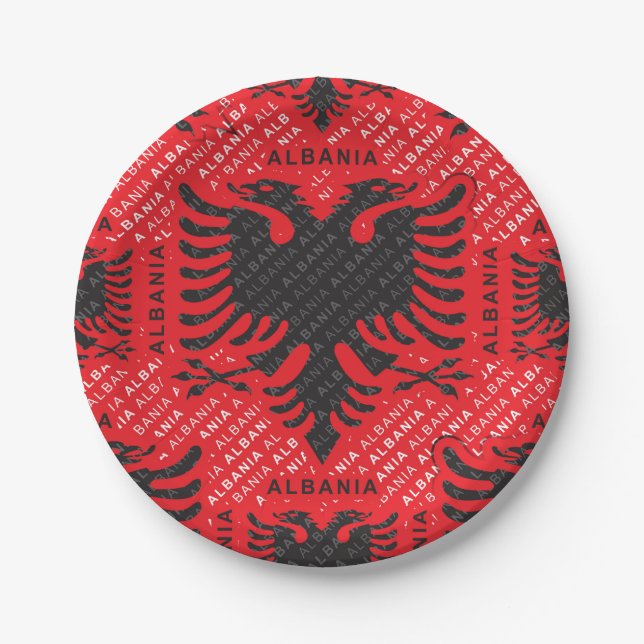 Albanian flag pattern 2 paper plate (Front)