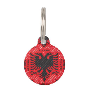 Albanian flag pattern 2 pet tag