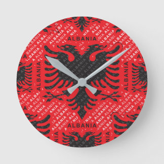 Albanian flag pattern 2 round clock