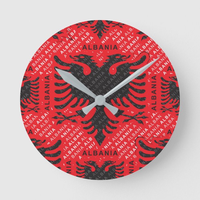 Albanian flag pattern 2 round clock (Front)