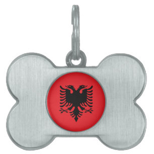 Albanian flag pet ID tag