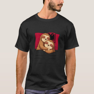 Albanian Flag Sloth Pajama Sleepover Sleeping Alba T-Shirt