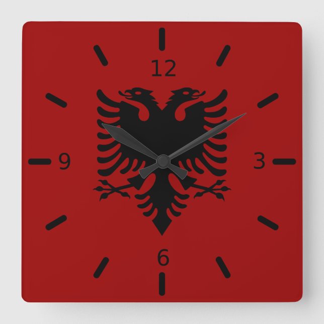 Albanian flag      square wall clock (Front)