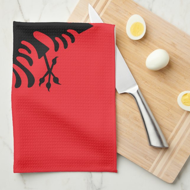 Albanian flag tea towel (Quarter Fold)