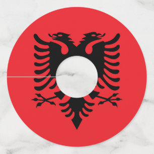 Albanian flag wine glass tag