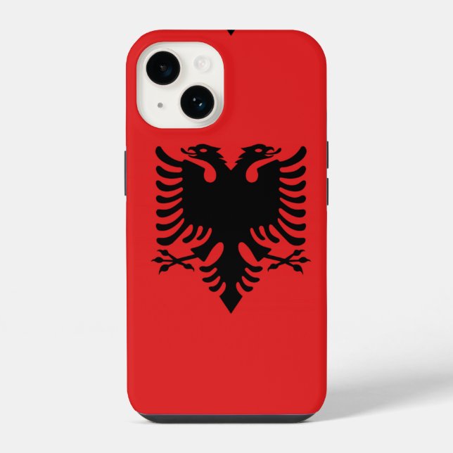 Albanian flag with two-headed eagle iPhone case (Back)