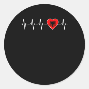 Albanian Heartbeat I Love Albania Flag Heart Pride Classic Round Sticker