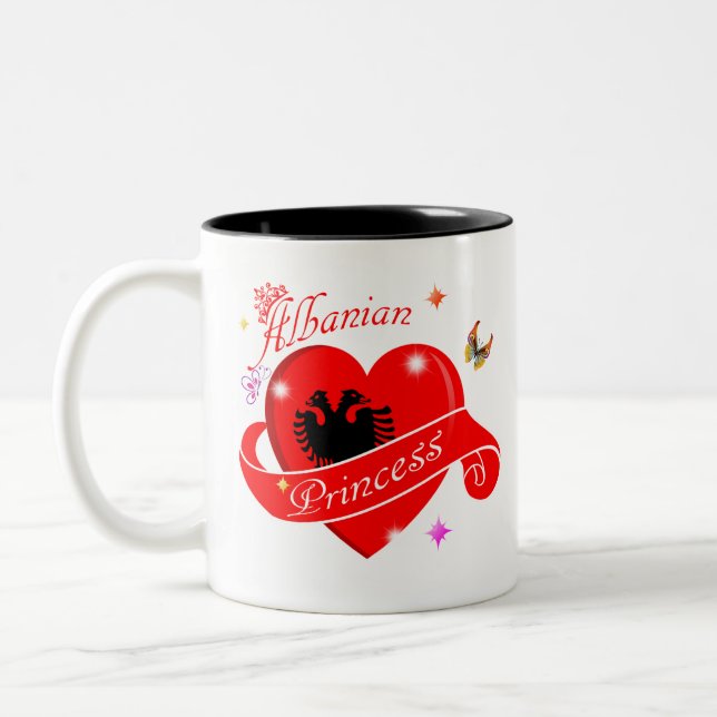 Albanian Love princess gift Two-Tone Coffee Mug (Left)