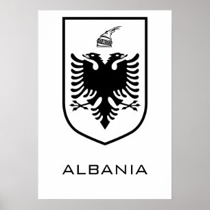 Albanian National Coat of Arms Heritage Ink Poster