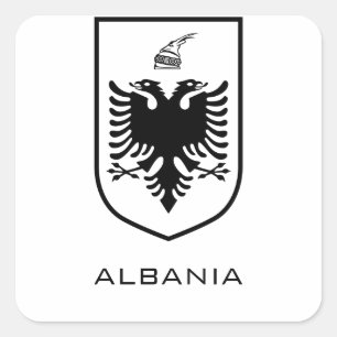 Albanian National Coat of Arms Heritage Ink Square Sticker