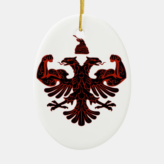 Albanian Power Ceramic Tree Decoration (Front)