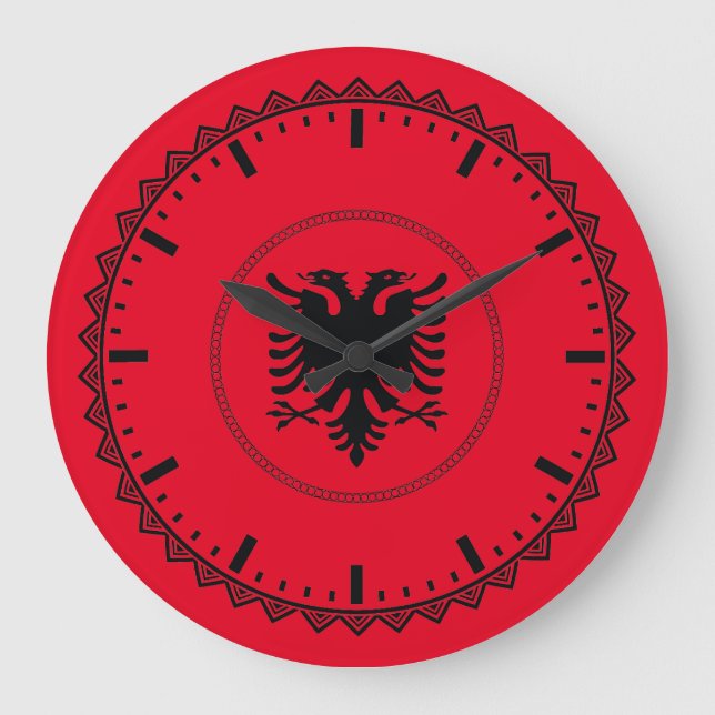 Albanian Pride Red Large Clock (Front)