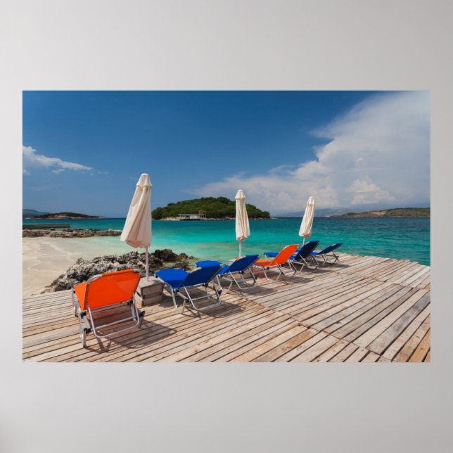 Albanian Riviera, Ksamil, town beachfront Poster (Front)