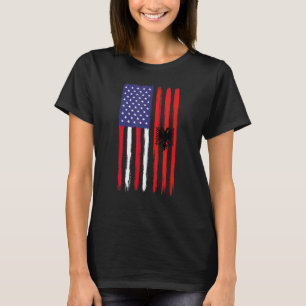 Albanian Roots Half American Flag Patriotic Albani T-Shirt