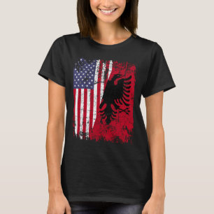ALBANIAN ROOTS Red Eagle Half American ALBANIA FLA T-Shirt