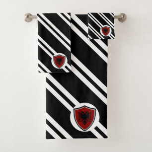 Albanian shield flag bath towel set