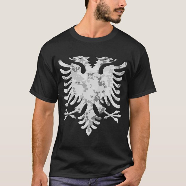 Albanian Snow Camo Eagle 3D T-Shirt (Front)