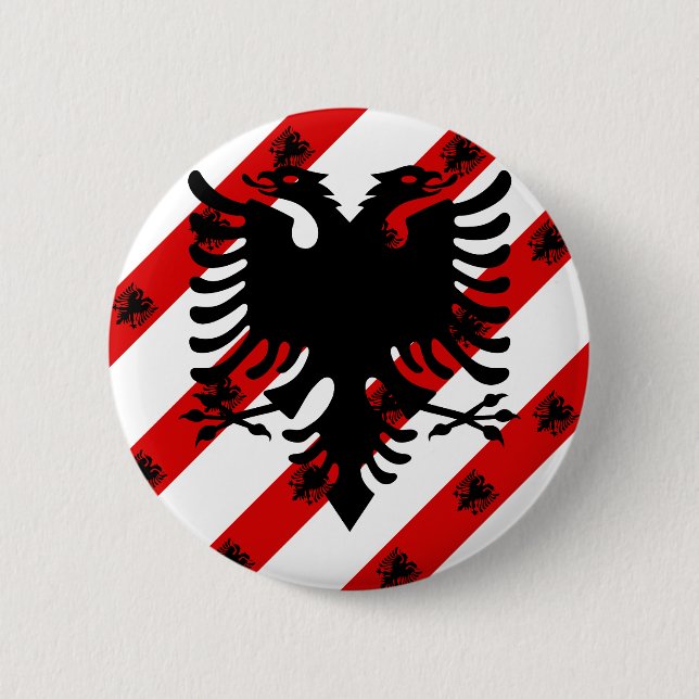 Albanian stripes flag 6 cm round badge (Front)