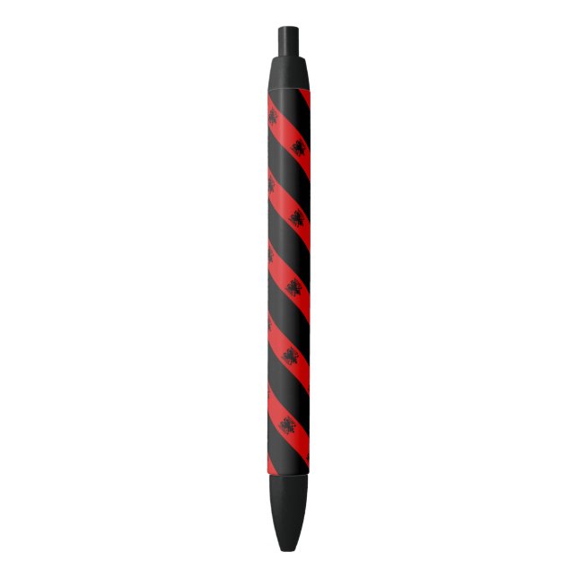 Albanian stripes flag black ink pen (Front Vertical)