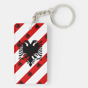Albanian stripes flag key ring