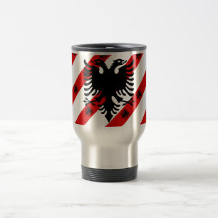 Albanian stripes flag travel mug