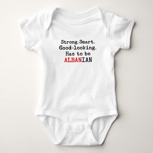 albanian strong baby bodysuit (Front)