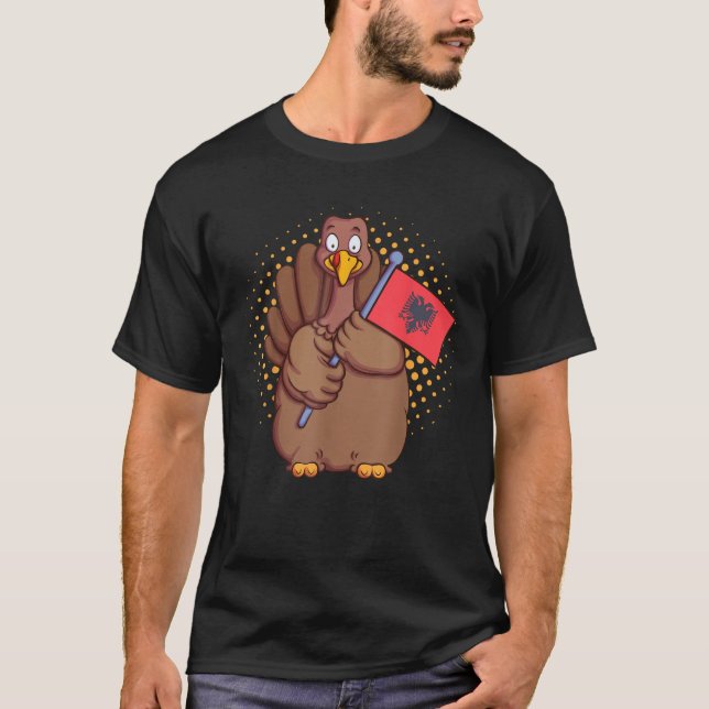 Albanian Thanksgiving Turkey Albania Flag Gift   T-Shirt (Front)