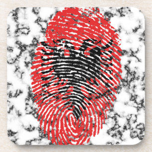 Albanian touch fingerprint flag coaster