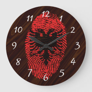 Albanian touch fingerprint flag large clock