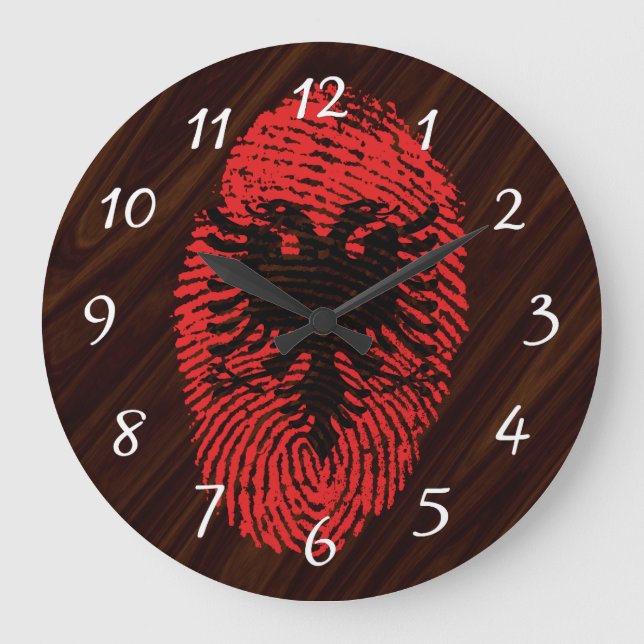 Albanian touch fingerprint flag large clock (Front)