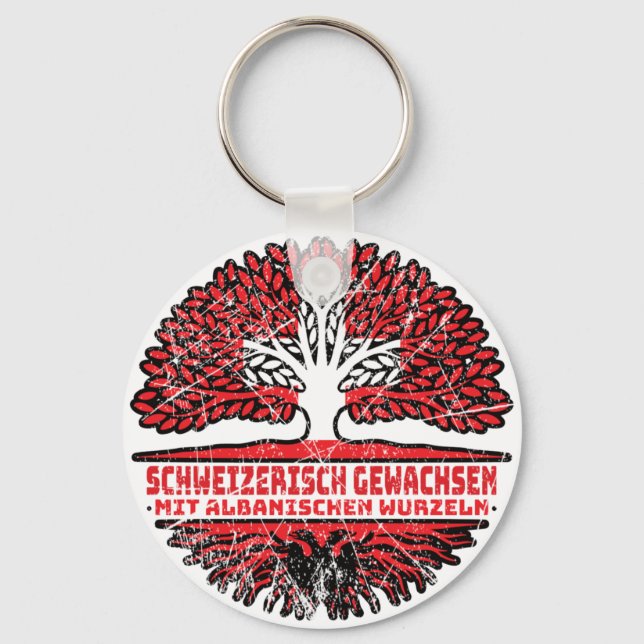 Albanien Albanisch Schweizer Schweiz Baum Wurzel Key Ring (Front)