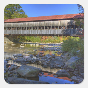 Albany covered bridge over Swift River, White Square Sticker