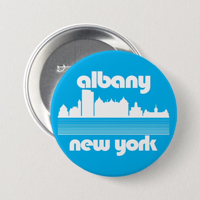 Albany New York 7.5 Cm Round Badge (Front & Back)
