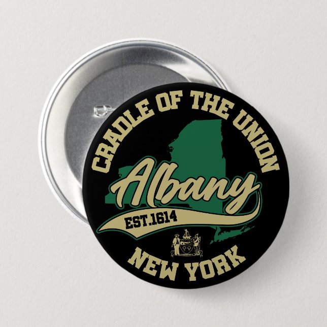 Albany,New York 7.5 Cm Round Badge (Front & Back)