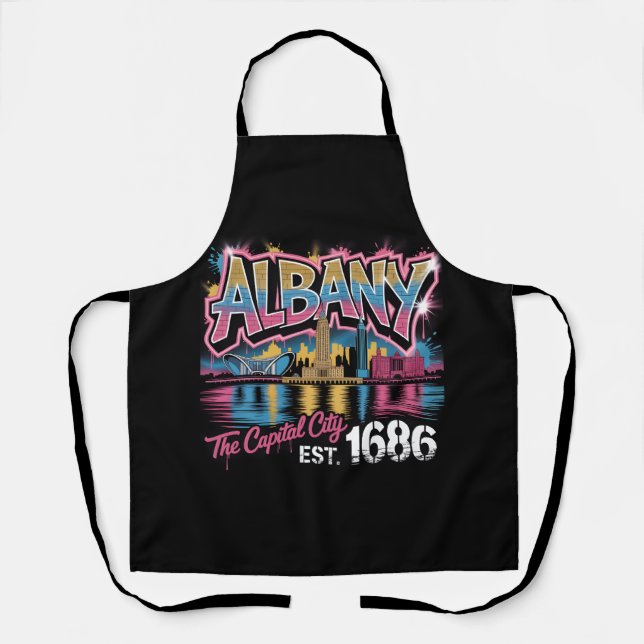 Albany New York Graffiti Mural Street Art Design Apron (Front)