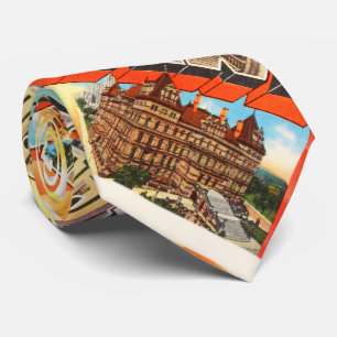 Albany New York NY Old Vintage Travel Souvenir Tie