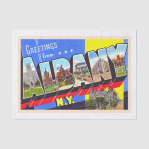 Albany New York NY Vintage Large Letter Postcard Tissue Paper
