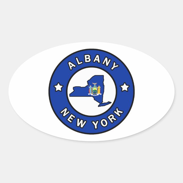 Albany New York Oval Sticker (Front)
