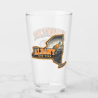 Albany New York State Outline Map Label Design Glass