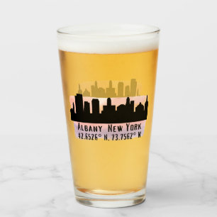 Albany NY City Skyline Beer Glass