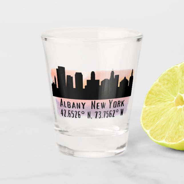 Albany NY City Skyline  Shot Glass (Front)