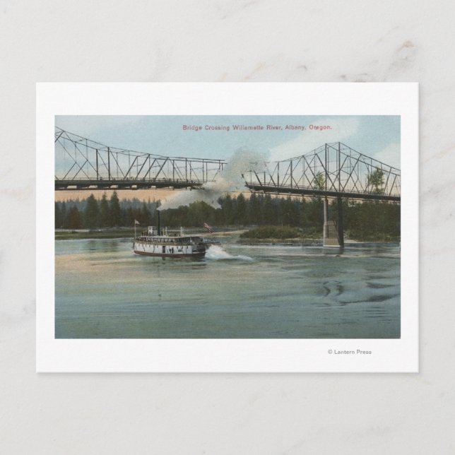 Albany, Oregon - Paddle Boat Crossing Willamette Postcard (Front)